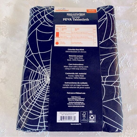 NWT Celebrate It Halloween Spiderweb Peva Tablecloth 69x84 Rectangle Gorgeous - Picture 5 of 5